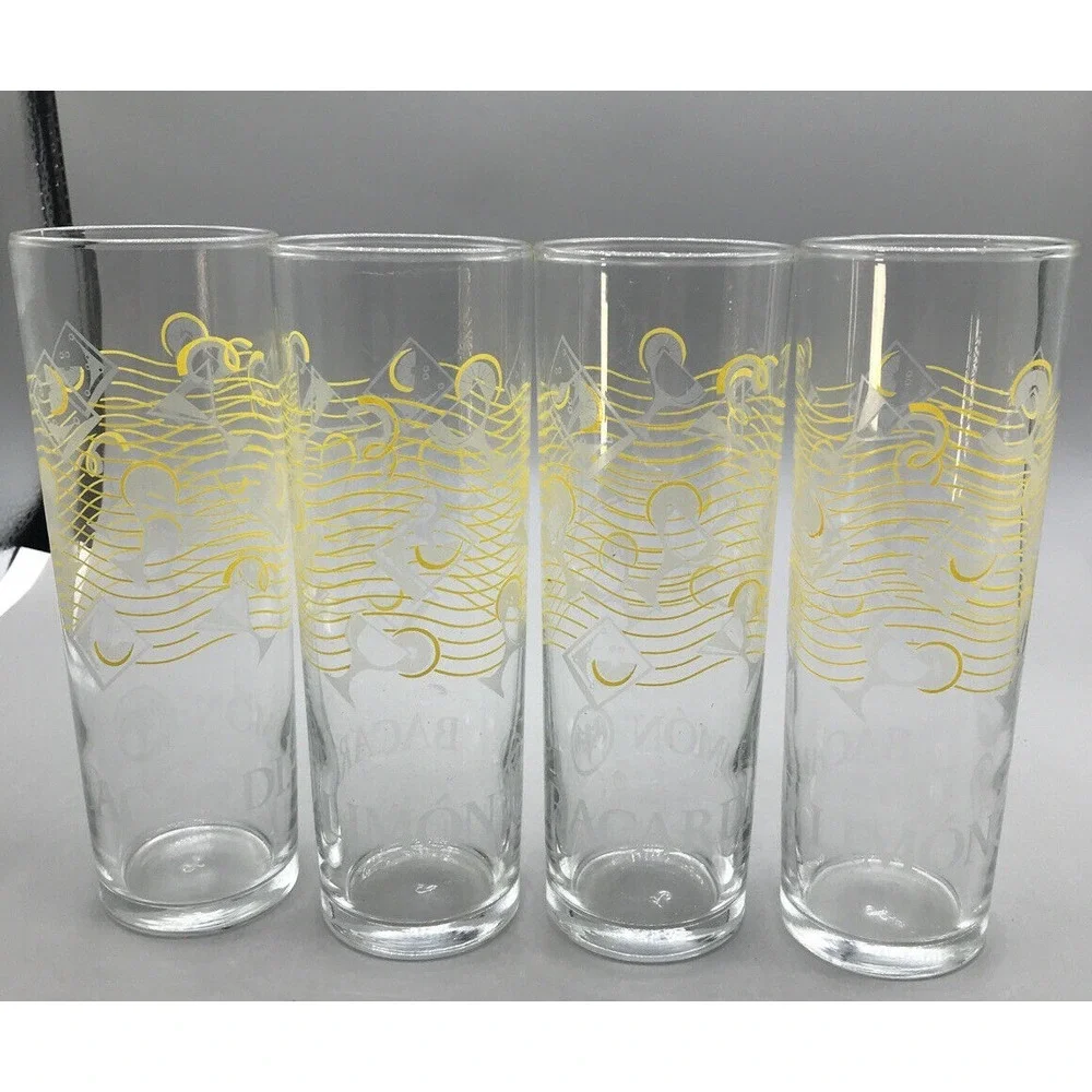 Bicardi‎ Rum Highball Glasses Tom Collins Limon Lemon Cocktail set of 4